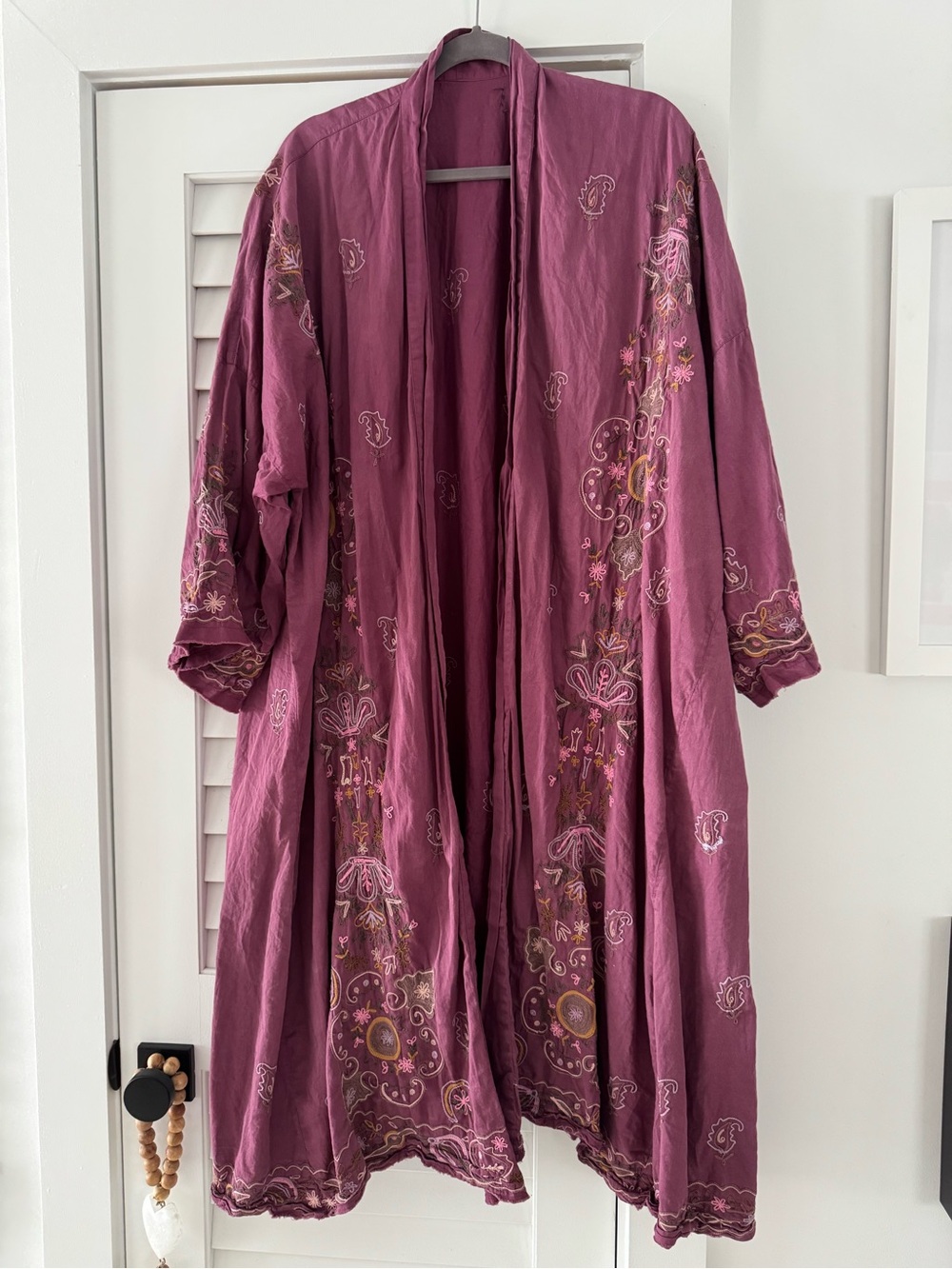 Magnolia Pearl Plum Embroidered Long Duster Jacket